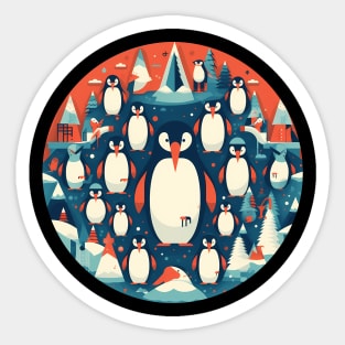 Penguin in Ornament, Love Penguins Sticker